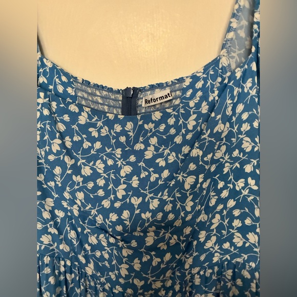 Reformation Blue Floral Puff-Sleeve Square-Neck Maxi Dress - Picture 6 of 7